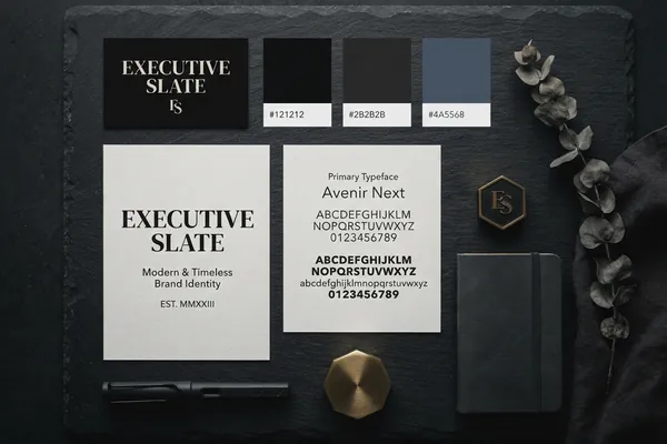 Brand colour swatches and typography prints for creative direction